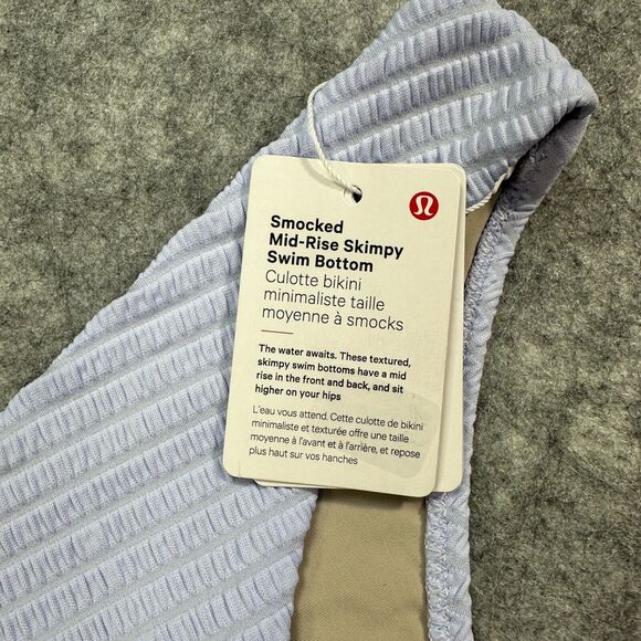 New Lululemon Blue Smocked Mid-Rise Skimpy Swim Bottoms ebej Blue Size 6 - Picture 3 of 7